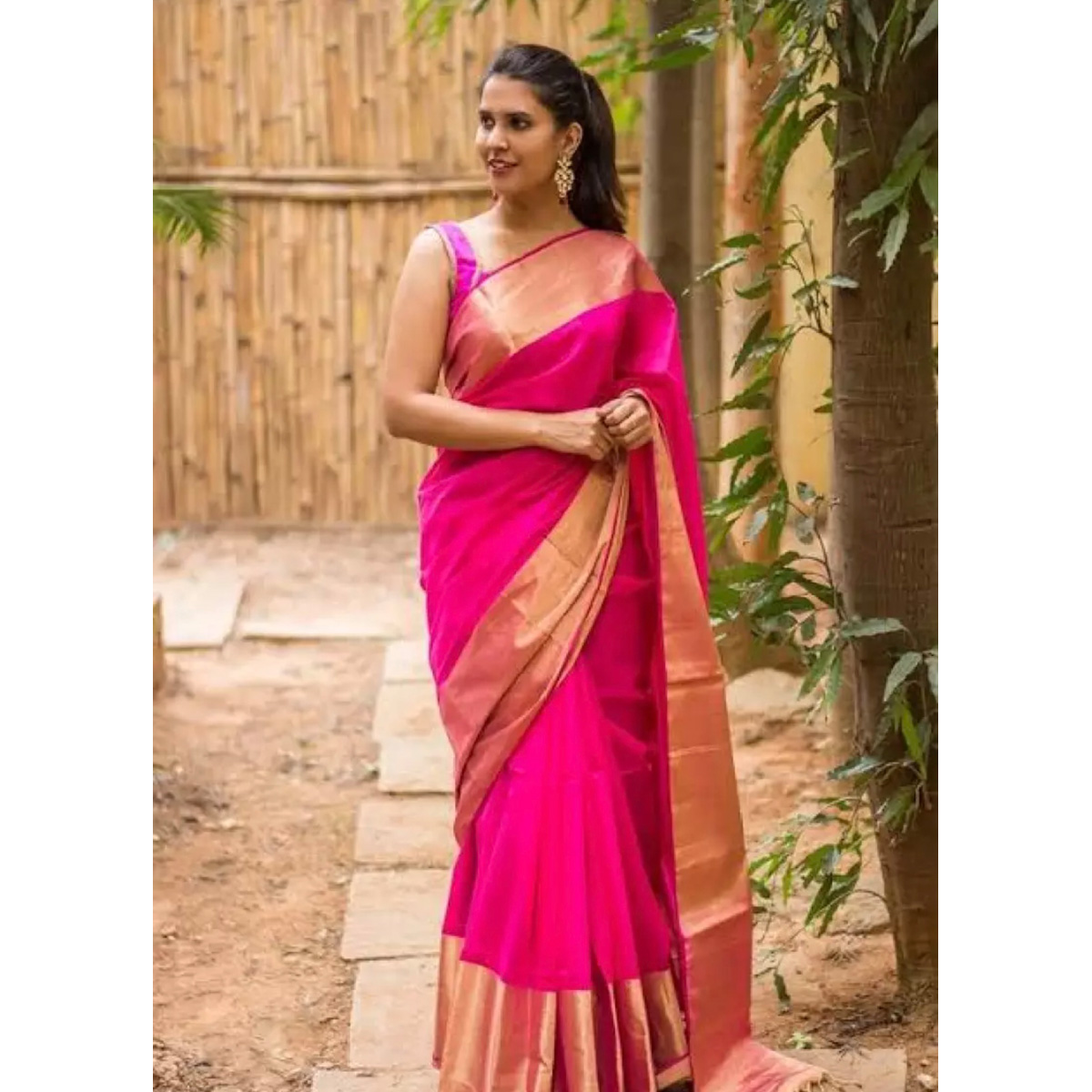 Half silk saree 1 colour saree Lemon Yellow color Saree