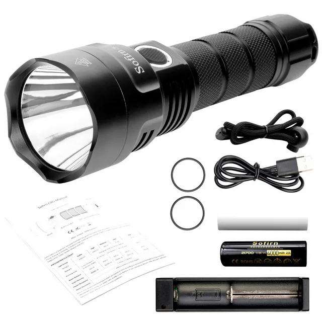 Sofirn C8G Powerful 21700 LED Tactical Flashlight SST40 2000lm 18650 Recharge Battery Torch with ATR 2 Groups Ramping Indicator. 