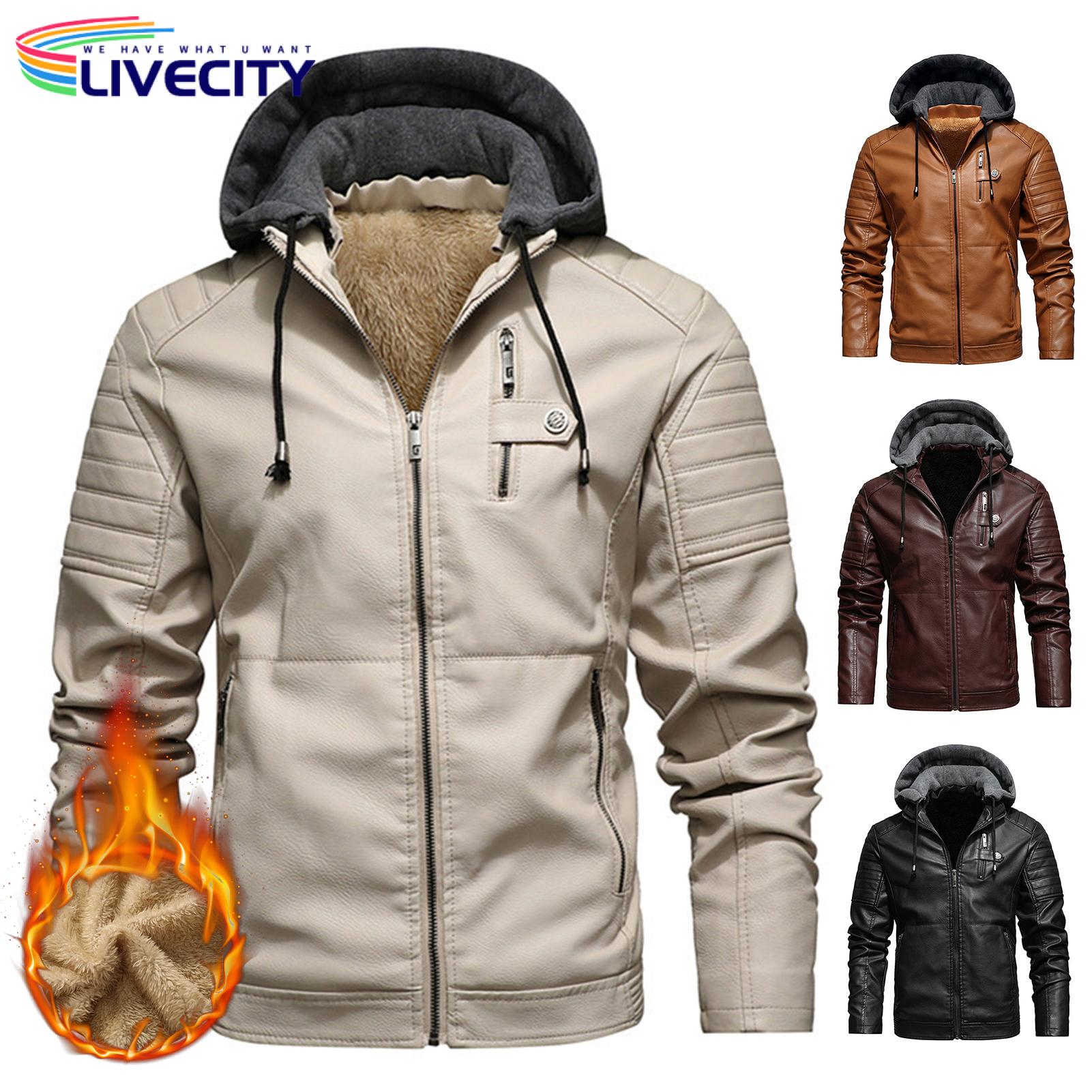 Men Windbreaker Plush Lining Straight Bottom Drawstring Jacket. 