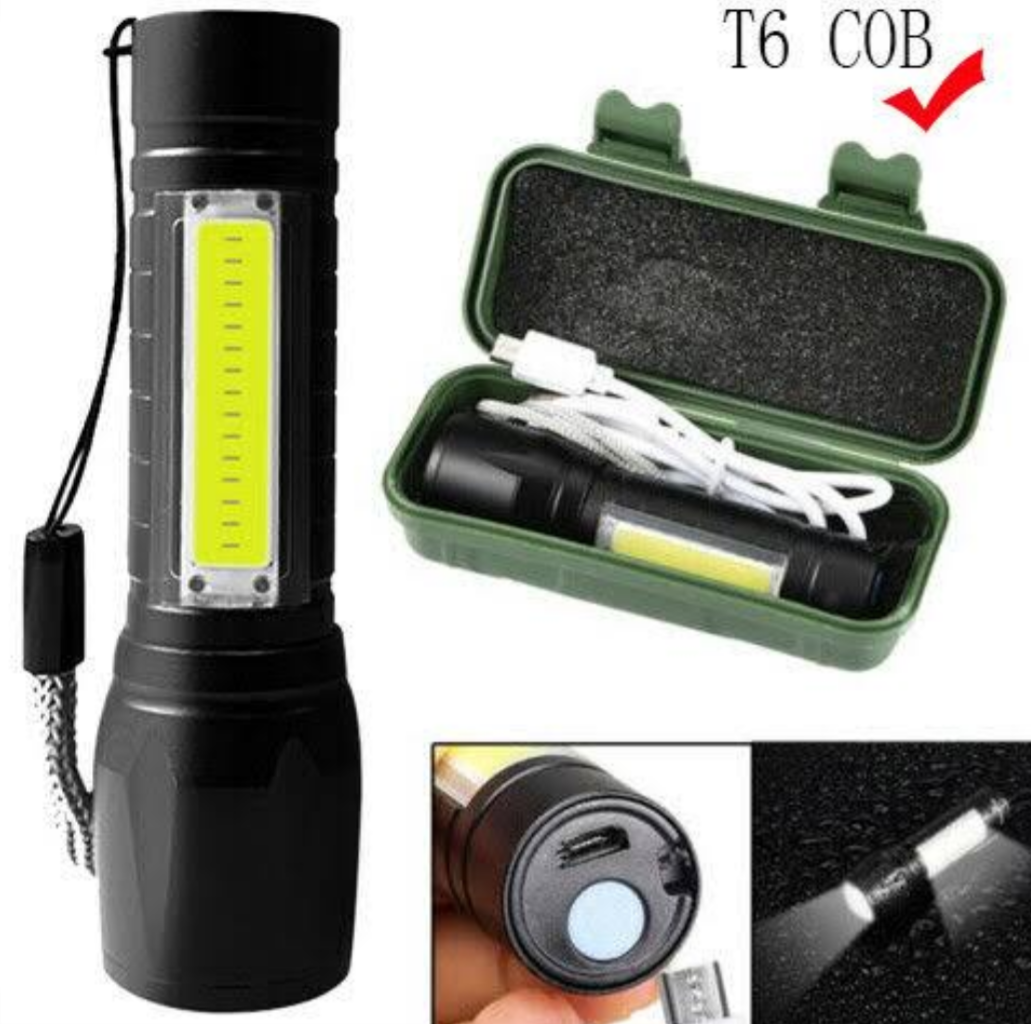 Flash light And Telescopic Zoom Torch Light xpe+cob light energy saving. 