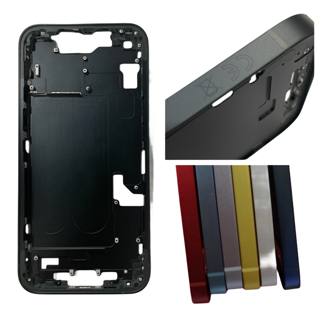 1pc 5pcs For iPhone 14 14PLUS Housing With Part + Middle Chassis Frame + SIM Tray + Side Key Parts Rear Housing Case Assembly. 
