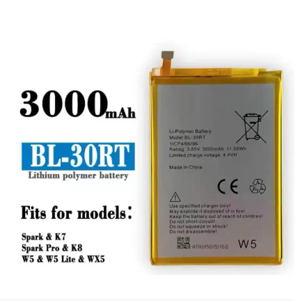 Battery For TECNO SPARK K7 SPARK PRO K8 W5 W5 LITE WX5 -BL-30RT