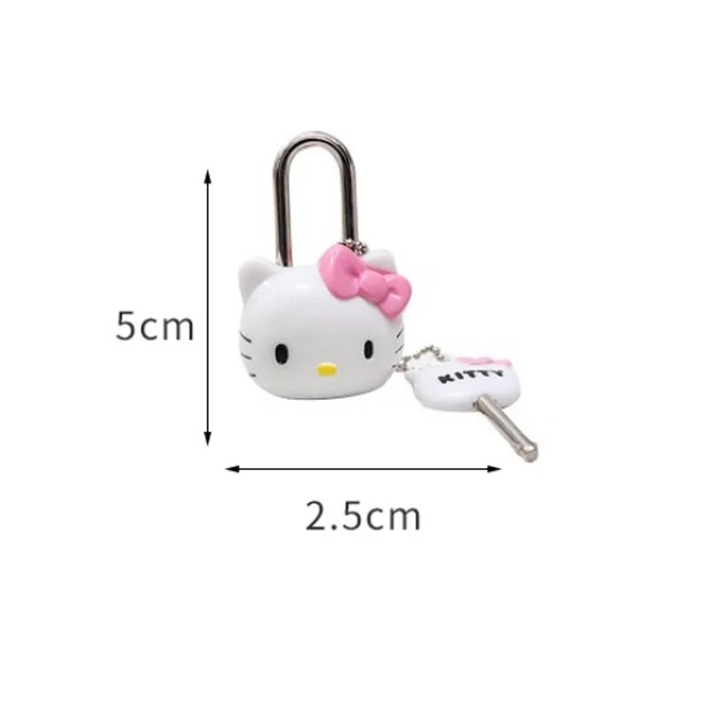 Sanrio Lock-Padlock Drawer-Cabinet Hello Kitty MyMelody Cartoon Mini Metal Zipper Bag Suitcase Luggage Box Key Lock with Key. 