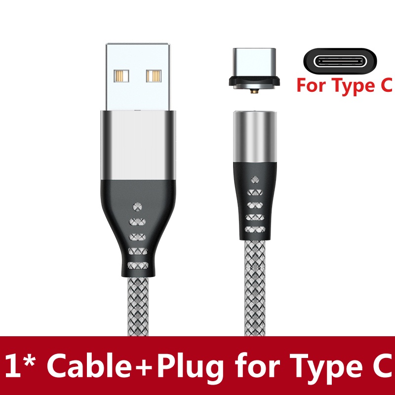 AUFU 360 Degree Rotation Magnetic Charger Cable USB Micro Type C Fast Charging Cable with LED Light Magnet Charger Cable for Android. 