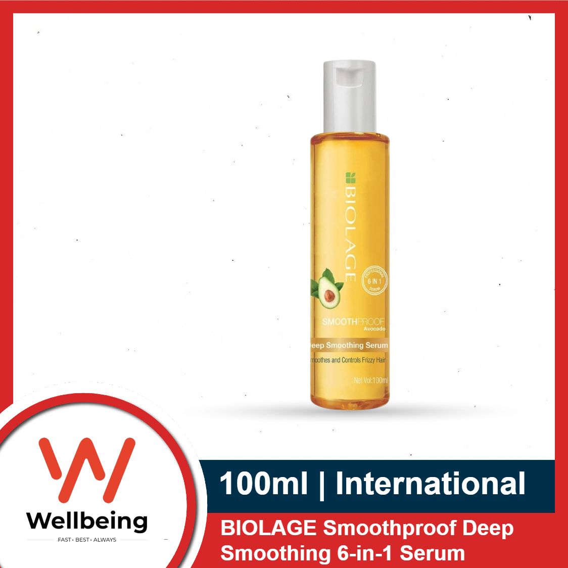 BIOLAGE Smoothproof Deep Smoothing 6-in-1 Hair Serum 100ml | Paraben free|Controls frizz, Smoothens rough ends and adds instant shine| For Frizzy Hair