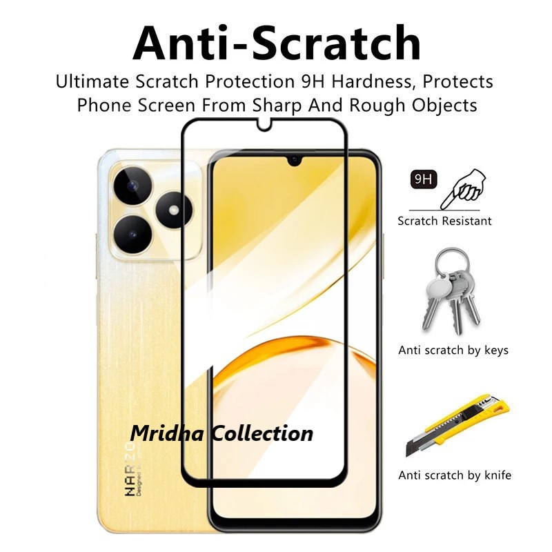 Realme C53 (RMX3760) Premium Full Coverage Glass Protector Tempered Glass Screen Protector 9H Hardness Full Coverage. 