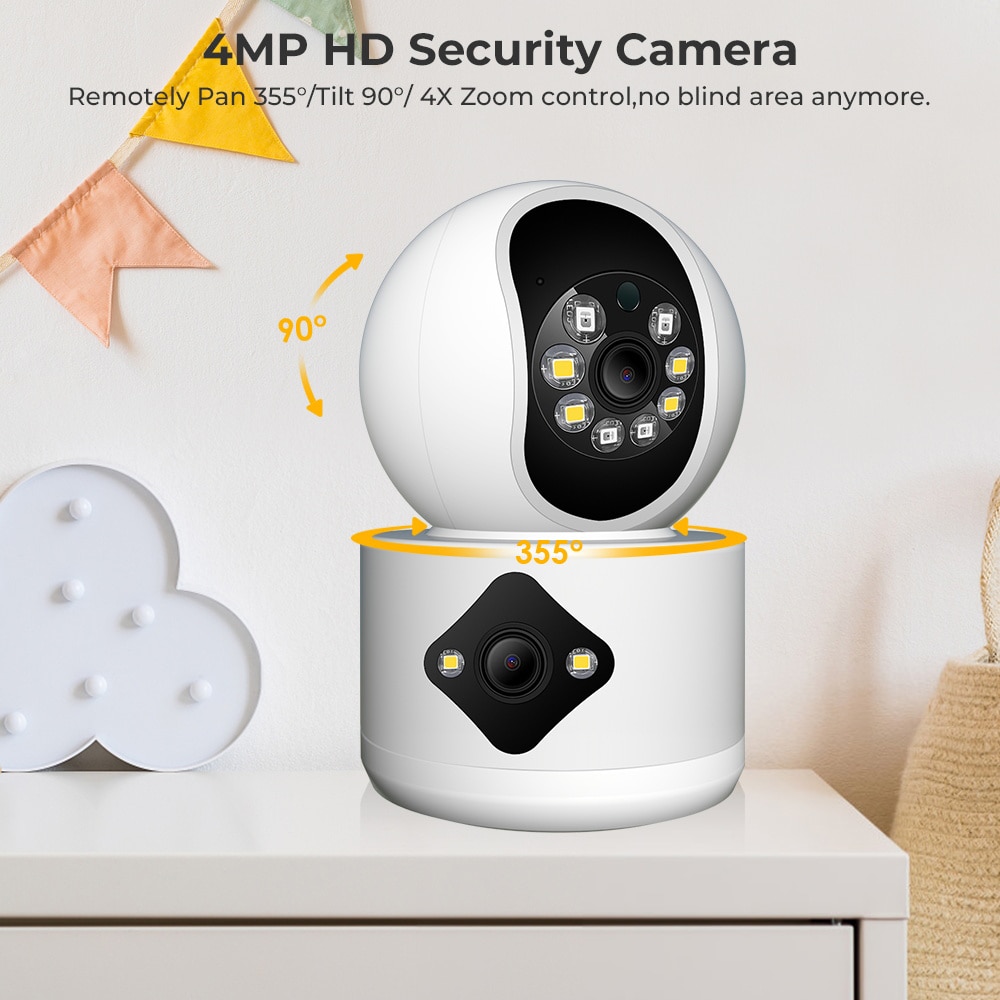 Dual Lens Wifi Camera 4MP Home Security Auto Tracking Color Night Vision Wireless CCTV Video Surveillance Baby Monitor IP Camera. 