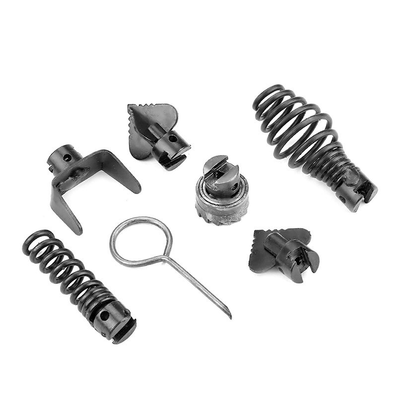 Seven Piece Pipe Dredge Extension Spring Cutter Head Dredge Machine Accessories Pass Sewer Tool Spring Cutter Head Set. 