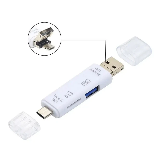 5 in 1 Type C/Usb /Micro Usb/Tf/SD Memory Card Reader OTG Card Reader. 