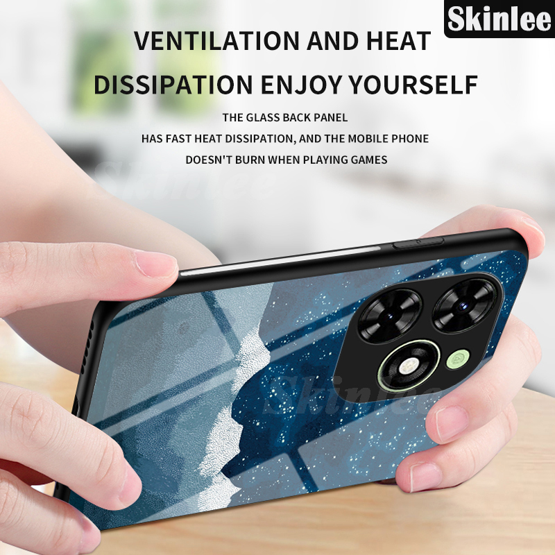Phone case For infinix Hot 40i Back cover Couple Starry Moon Glossy Glass Meteor Start cover For infinix Hot40i 4G Cover cases. 