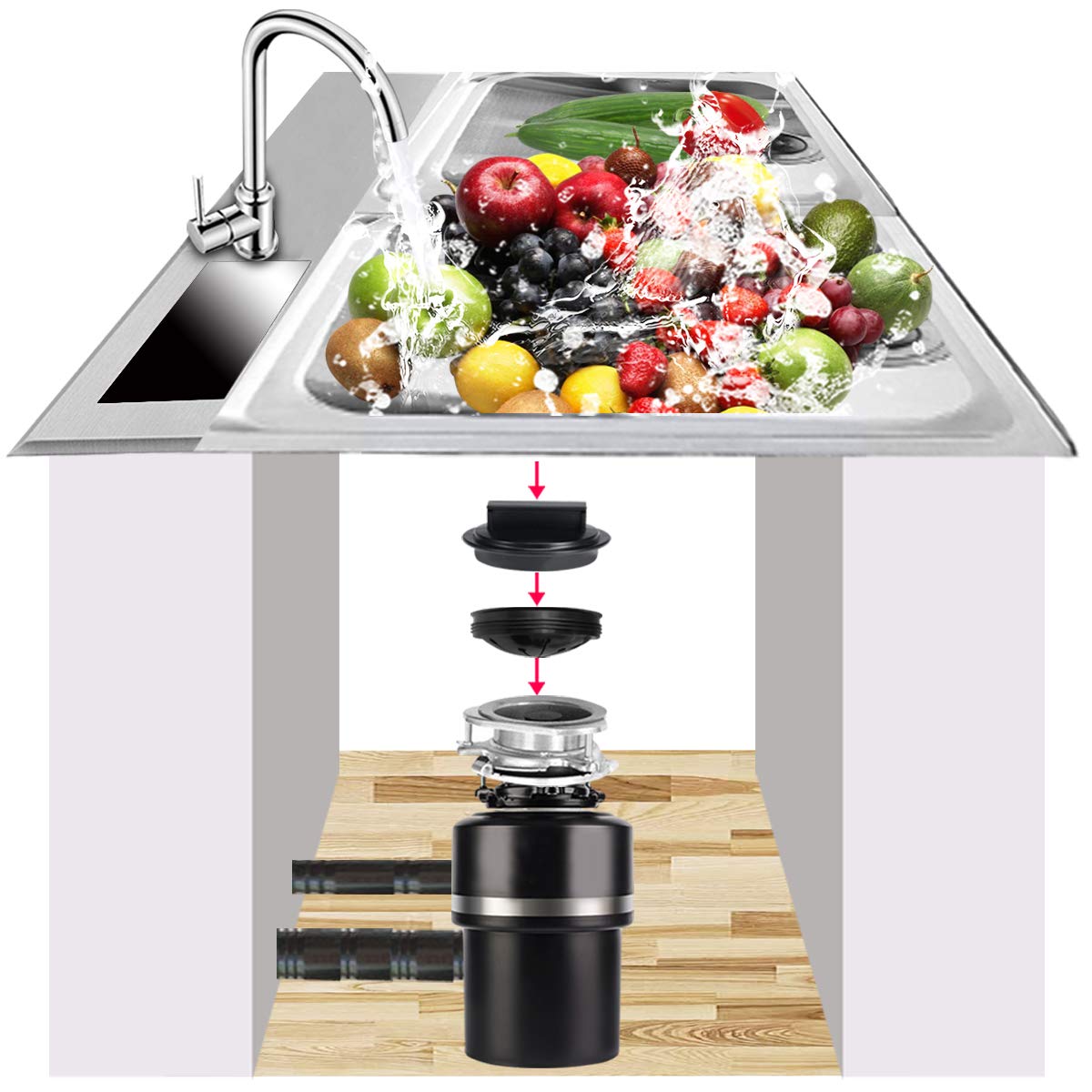 Splash Guards and Stopper Set 4 Pack(3+1), Food Waste Disposer Accessories Multi-Function Drain Plugs Splash Guards for Whirlaway, Waste King, Sinkmaster. 