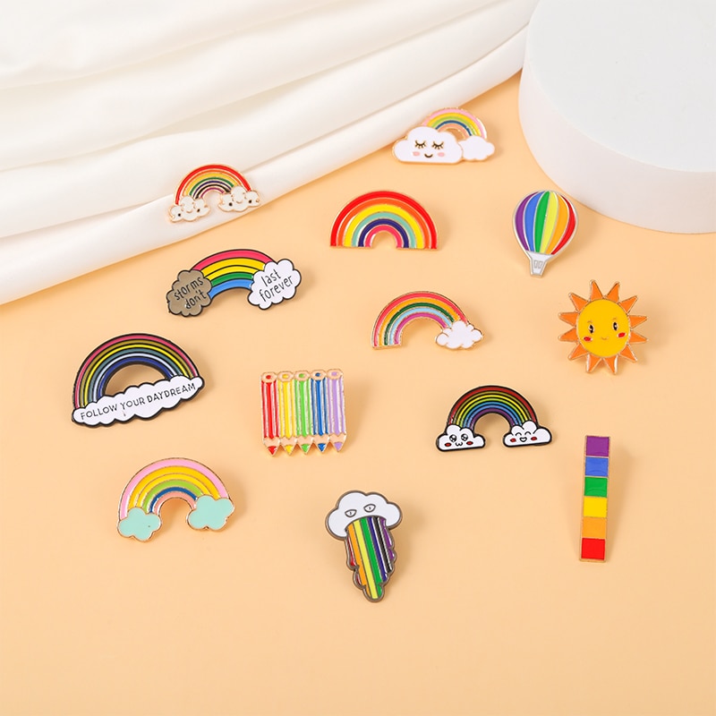 11 Styles Cartoon Rainbow Clouds Enamel Pin Colorful Brooches Collection Metal Brooch Pins Badge Gifts for Women Men Children | Daraz.com.bd