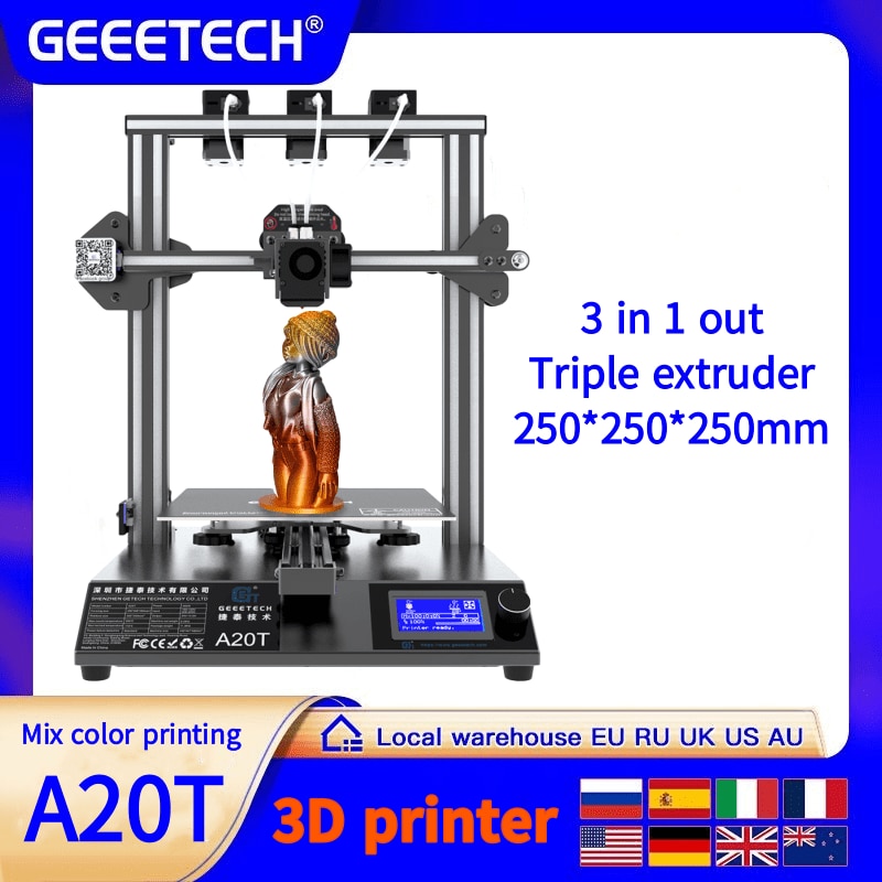 FDM 3D Printer Geeetech Upgrated Version A20T A10T A10M Mizar M 3D Printer Dual Triple Color Mixing, High precision 3d printing. 