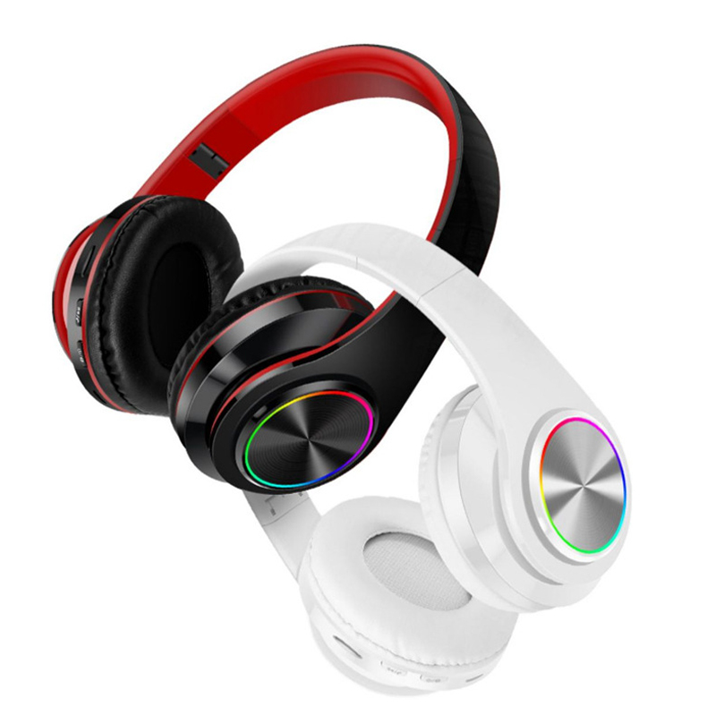 B39 Headphone With Wireless Bluetooth Colorful Light Pluggable Card Game Music Movement Bluetooth Headset. 