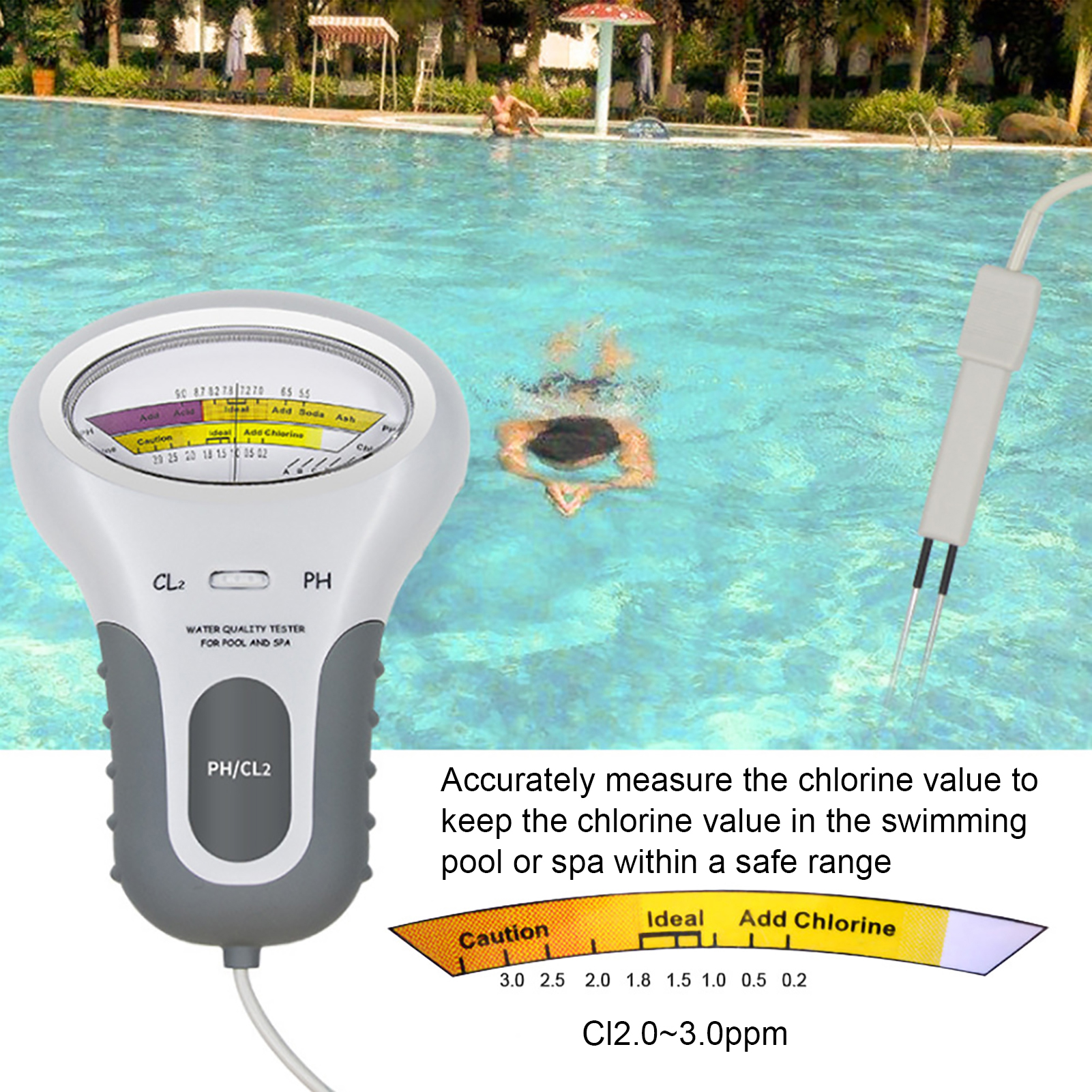 Chlorine Level Tester High Accuracy Professional Chlorine Meter. 