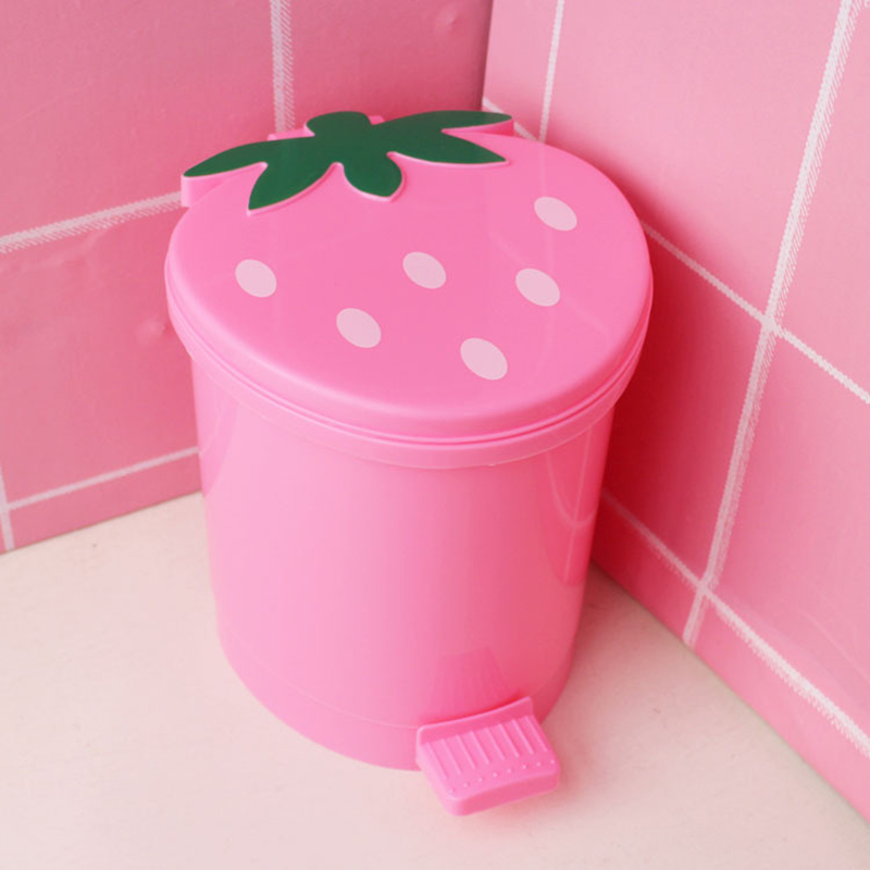 cartoon strawberry bucket plastic bucket desktop trash can