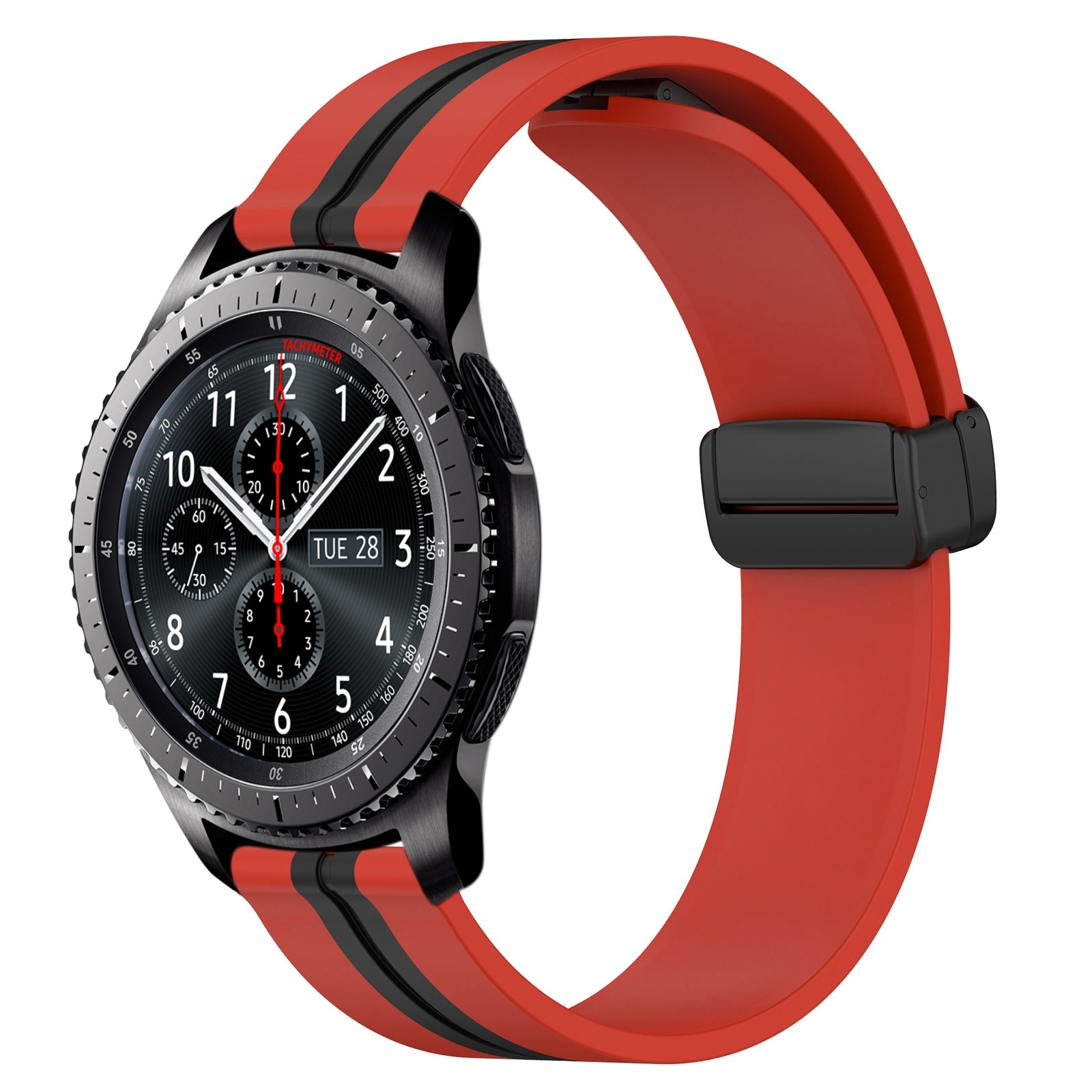 (COD)For Samsung Gear S3 Frontier 22mm Folding Magnetic Clasp Silicone Watch Band
