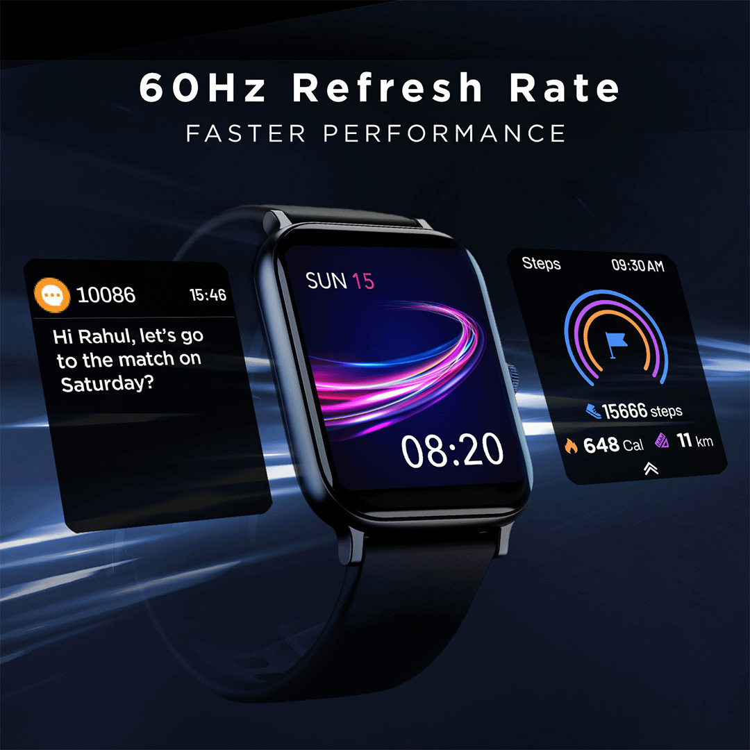boAt Storm Pro Call features 700 sports modes in a sleek 46g design, boasting a stunning 1.78” 2.5D curved AMOLED screen and a smooth 60Hz display.. 