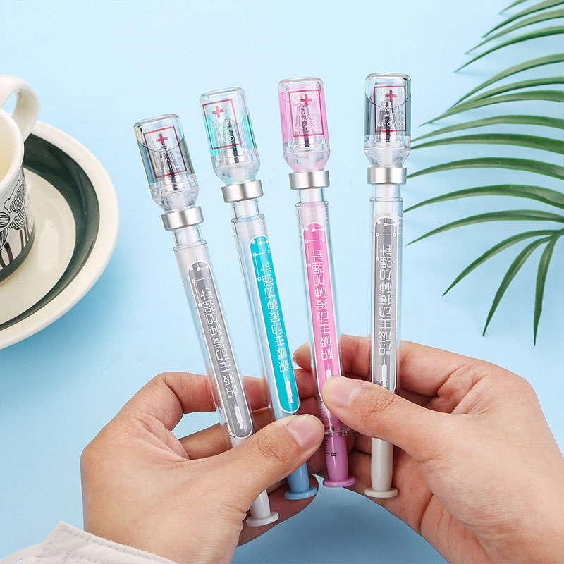 Syringe Gel Pen Simulation Eliminates Injection Syringe Shape Ballpoint Pen Black Signature Pen Simulation Vaccine Pens