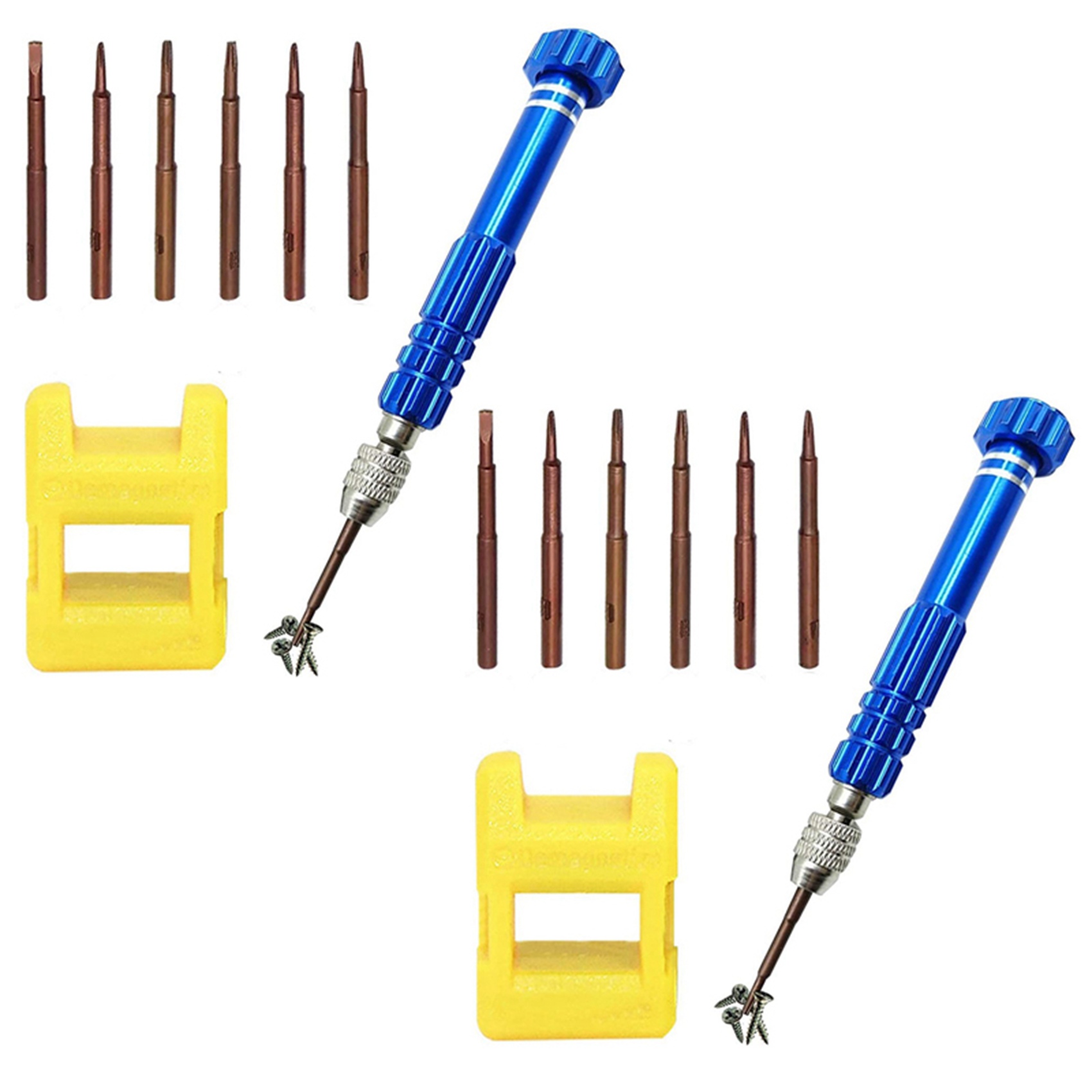 2set Magnetic 6 in 1 Tiny Screw Driver Kit, Small Screwdriver Set Perfect Mini Screws for Cell Phones, Watch. 