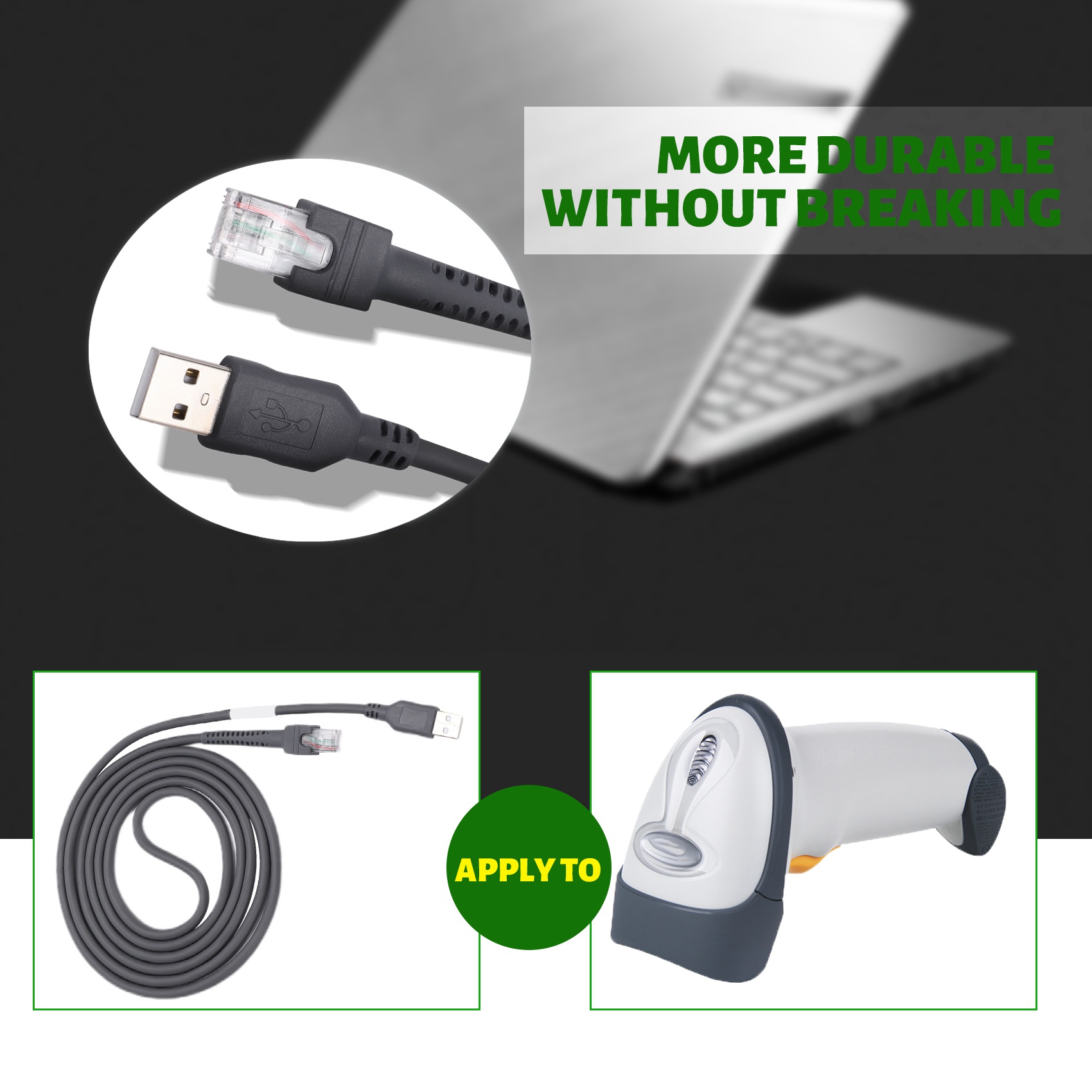Scanner data cable barcode scanner USB port data cable. 