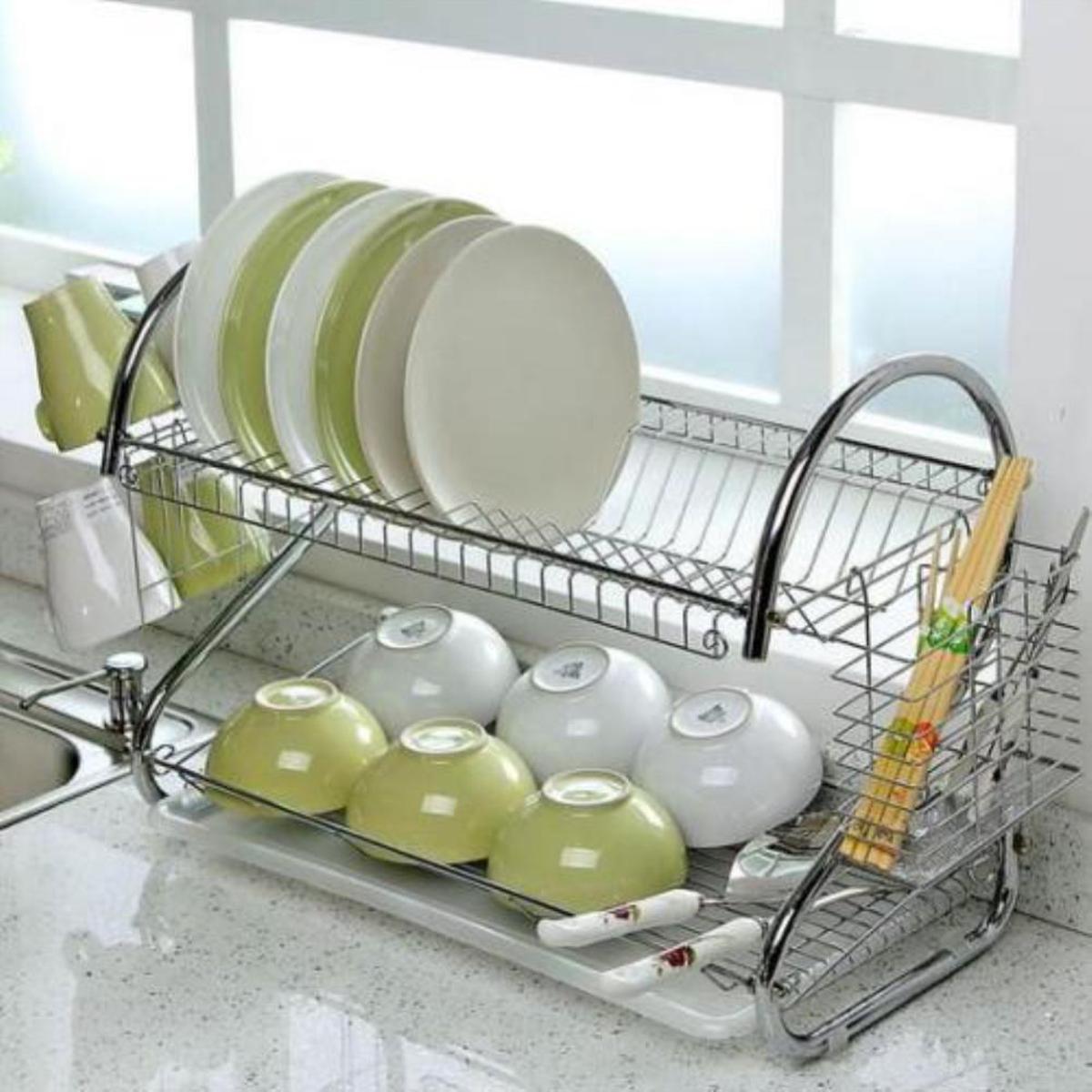 2 Layer Plate Storage Stand Rack Kitchen Rack. 