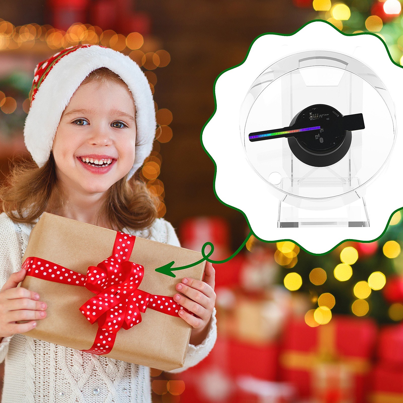 3D Naked Eye 3D Hologram Projector Advertising Display Fan Advertisment Video Player 16GB Memory Card. 