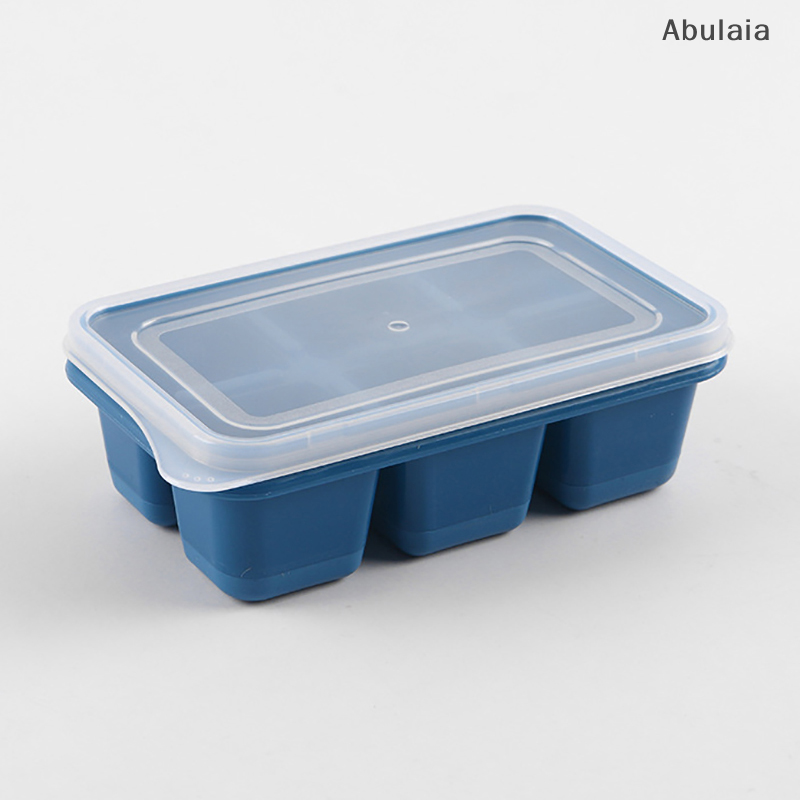 Silicone Ice Cube Mould with DIY Lid 6 Grid Soft Bottom ce Cube Mold Square  Ice Cube Maker Tray Kitchen  Tools Acces. 