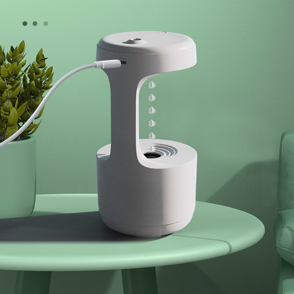 GC Anti Gravity Water Drop Humidifier, Air Humidifier With 800ml Water Tank, Timer, Touch Button, Data Cable, Ultra Silent Fountain Humidifier For Bedroom, Living Room. 