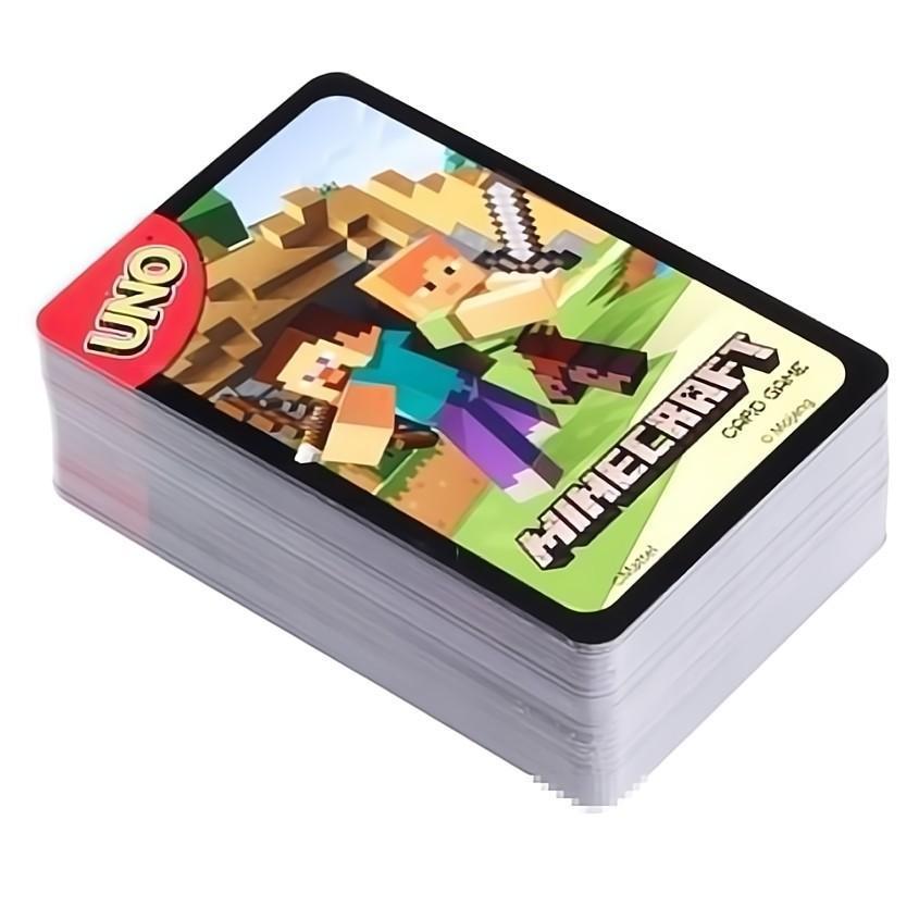 UNO Solitaire Minecraft Iron Box Uno Card Cartoon Animation Entertainment Tabletop Game Multiplayer Battle Collection MC Gift. 