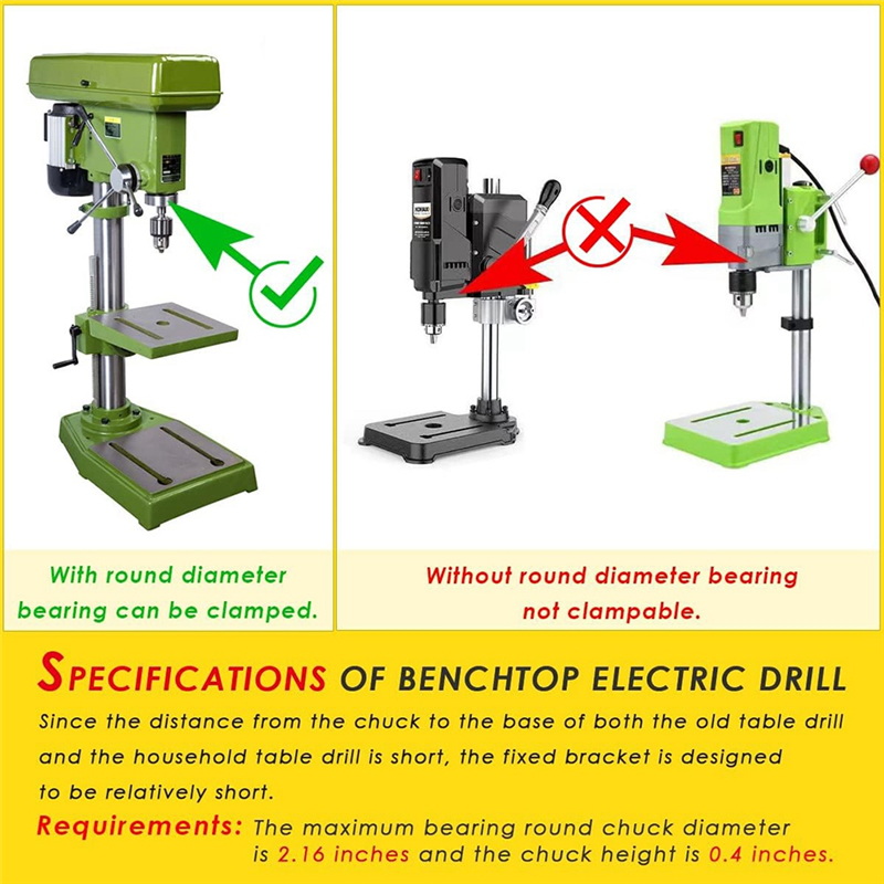 Square Hole Drill Bit Adapter Steel for Drill Press, Mortise Machine, Power Tools Accessory for Drill Machines. 