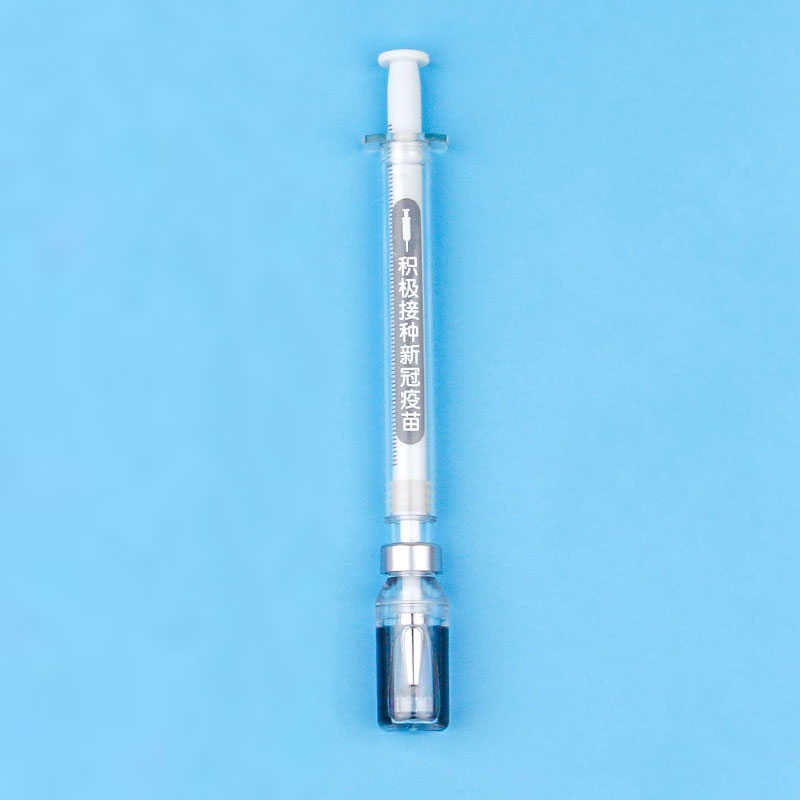 Syringe Gel Pen Simulation Eliminates Injection Syringe Shape Ballpoint Pen Black Signature Pen Simulation Vaccine Pens. 