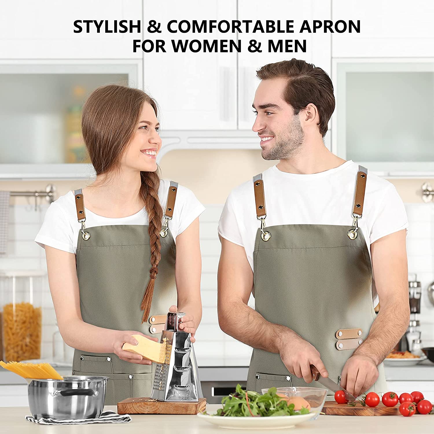 Cotton Cross Apron With Adjustable Strap Pockets, M To Xxl black 【メーカー直売】