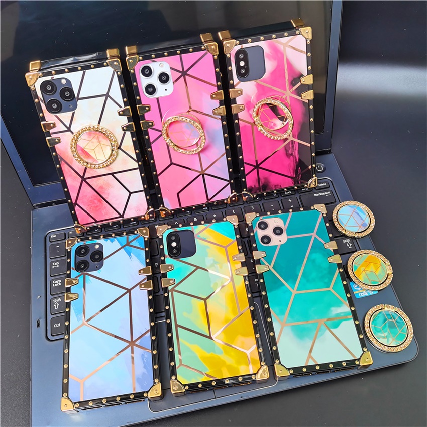 Luxury Glitter Gradient Geometric Square Cover Case For Xiaomi Redmi Note 11 PRO 10 PRO MAX 9 9A 9C 10 10A 10C POCO X3 GT M3 M4. 