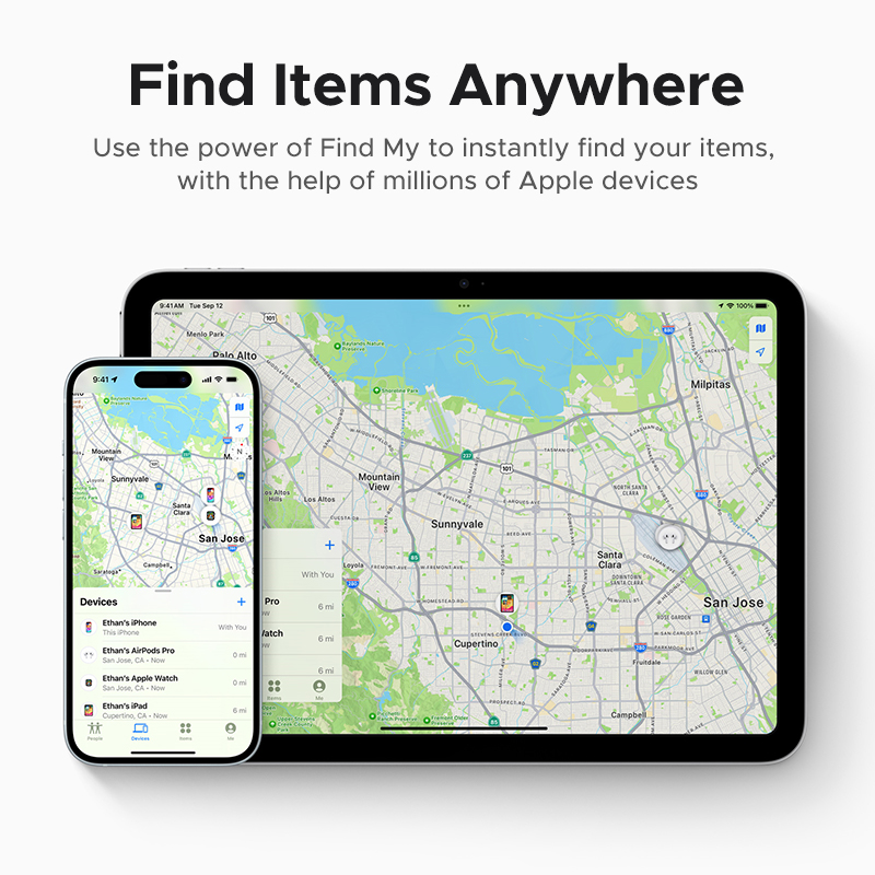 UGREEN IOS Smart Finder FMN Anti-lost Device Card-type Lithium Battery Rechargeable FMN certified for Apple Black. 