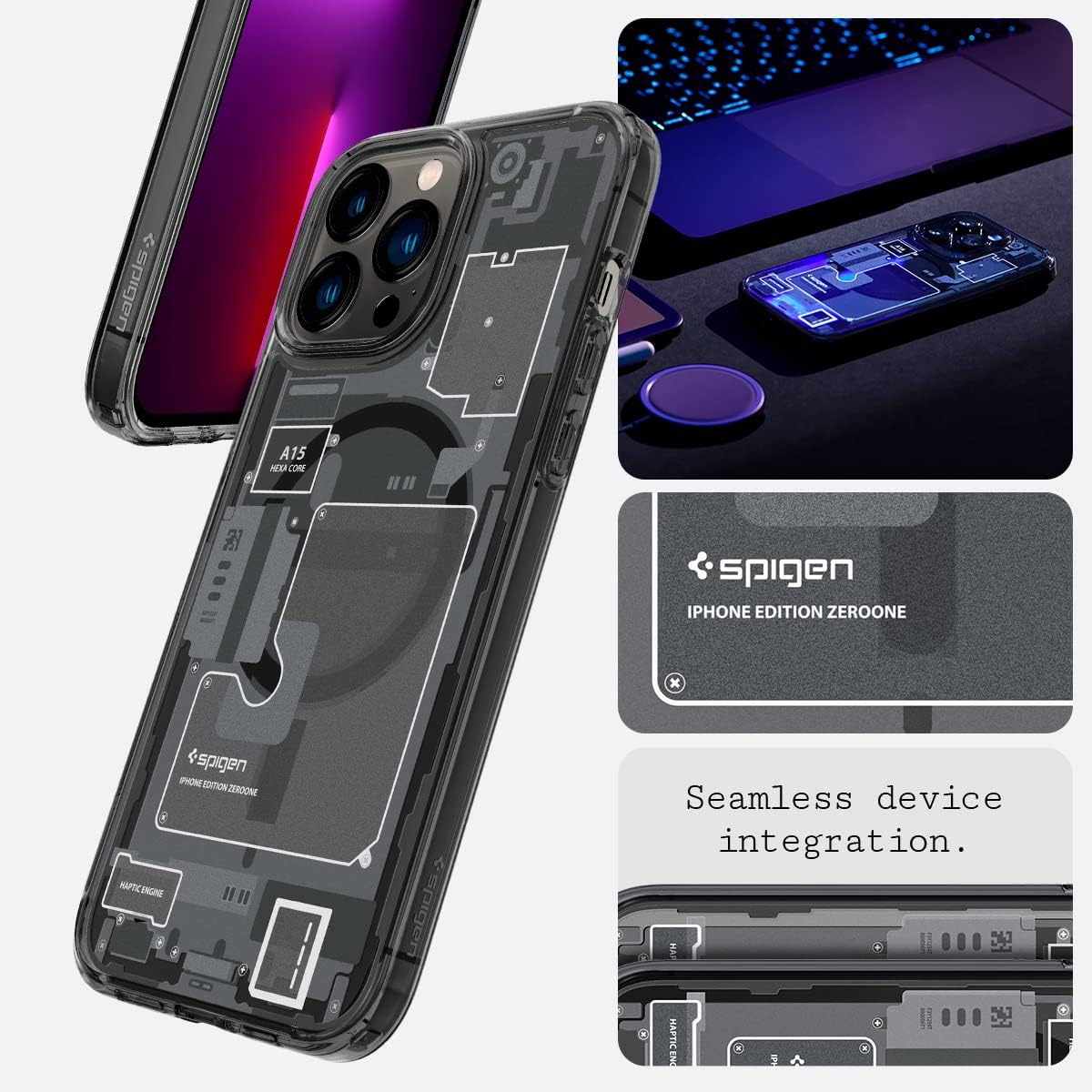 Spigen Ultra Hybrid Zero One Magfit Back Cover Case Compatible with MagSafe Designed for Apple iPhone 13 Pro Max 6.7 inches 2021 (TPU + Poly Carbonate | Zero One). 