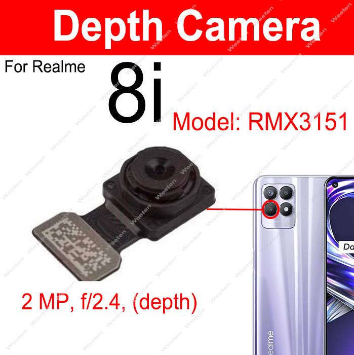 For Realme 8i Front Back Camera Front Selfie Rear Main Primary Camera Module Flex Cable Replacement Parts. 