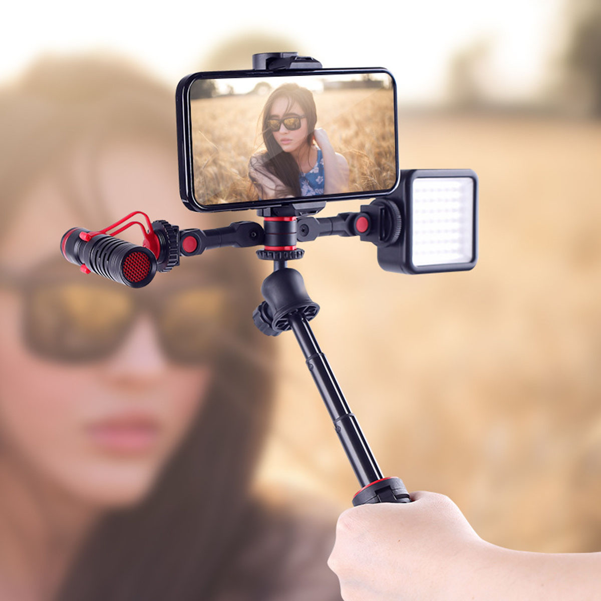 1 Piece Rotatable Multifunctional for Cold Shoe Mount Adapter with Phone Clip. 