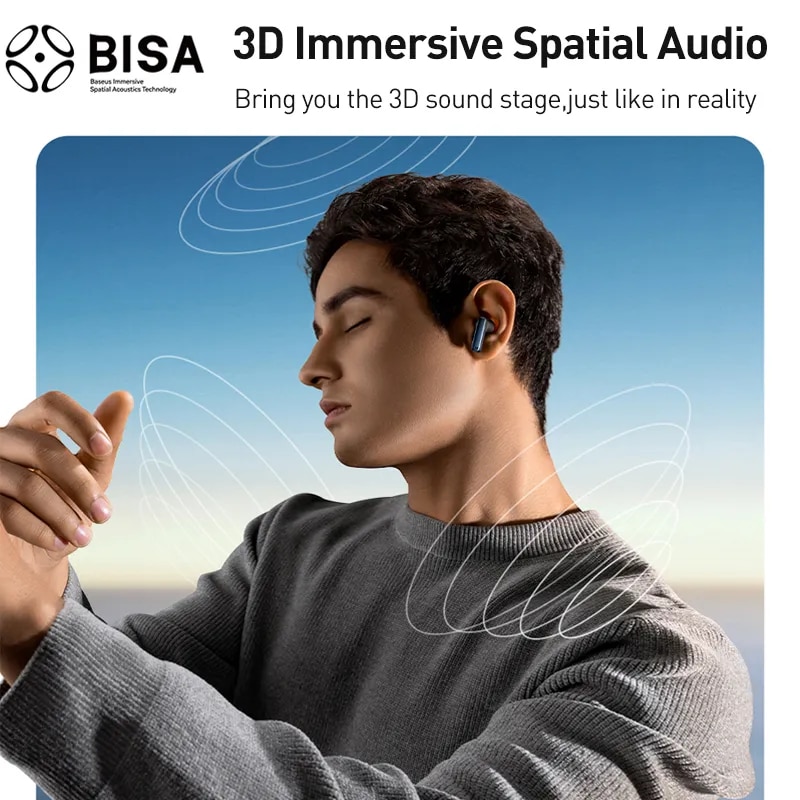 Baseus Bowie M2s ANC Earphone Bluetooth 5.3 Active Noise Cancellation -48dB Wireless Headphone Support 3D Spatial Audio Earbuds. 