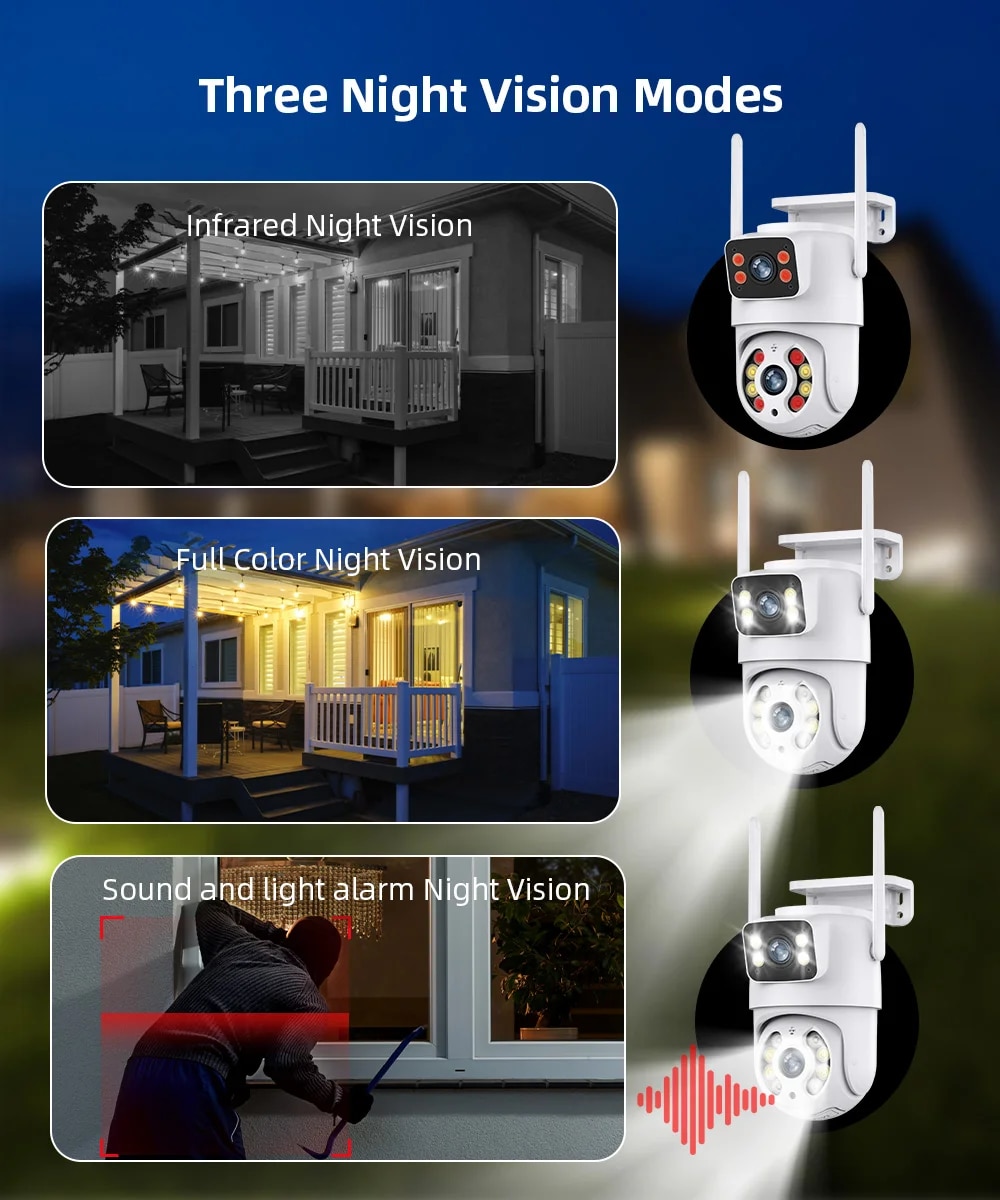 Hiseeu 4K 8MP Wifi Surveillance Camera Dual Lens 4X Digital Zoom AI Human Detect ONVIF Wireless Outdoor Security PTZ IP Cameras. 