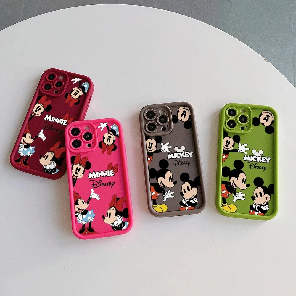 Disney Mickey Minnie Mouse Cute Siliocne Phone Case For iPhone 14 12 13 11 15 Pro Max XR XS X 7 8 Plus Shockproof Back Cover. 
