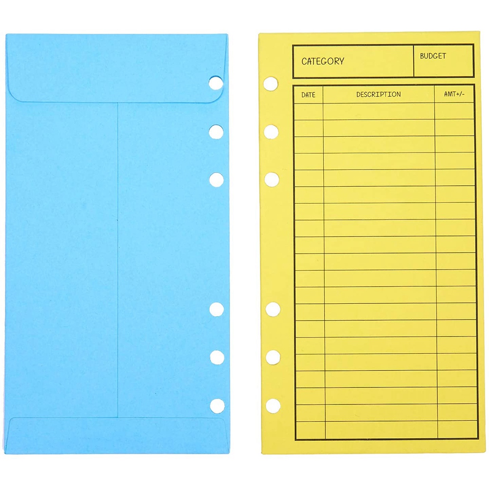 12 Budget Envelopes, Card Cash Envelope System, Save Money, Various Colors, Vertical Layout and Perforation. 