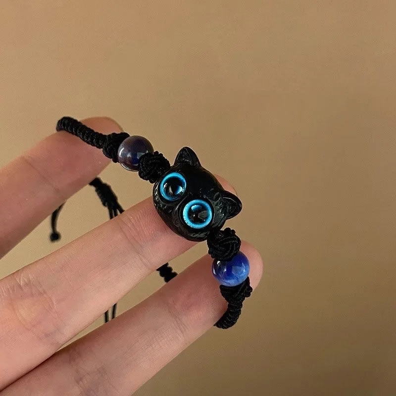 Cute Big Eye Cat Bracelets for Women Cartoon Enamel Animal Pet Pendant Hand Chain Kids Boudoir Couple Bracelet Jewelry Gift