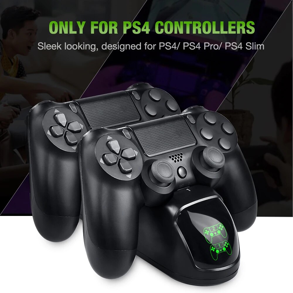 Dual Controller Charger For PS4 Slim Pro USB Fast Charging Dock Station with LED Indicator For Playstation 4 Dualshock 4 Gamepad. 