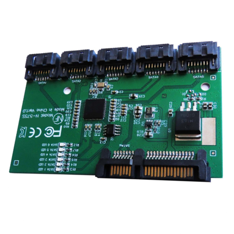 SATA Expansion Card 1 to 5 Port SATA3.0 Controller Card Motherboard SATA Port Multiplier Riser Card HUB Adapter Easy Install. 