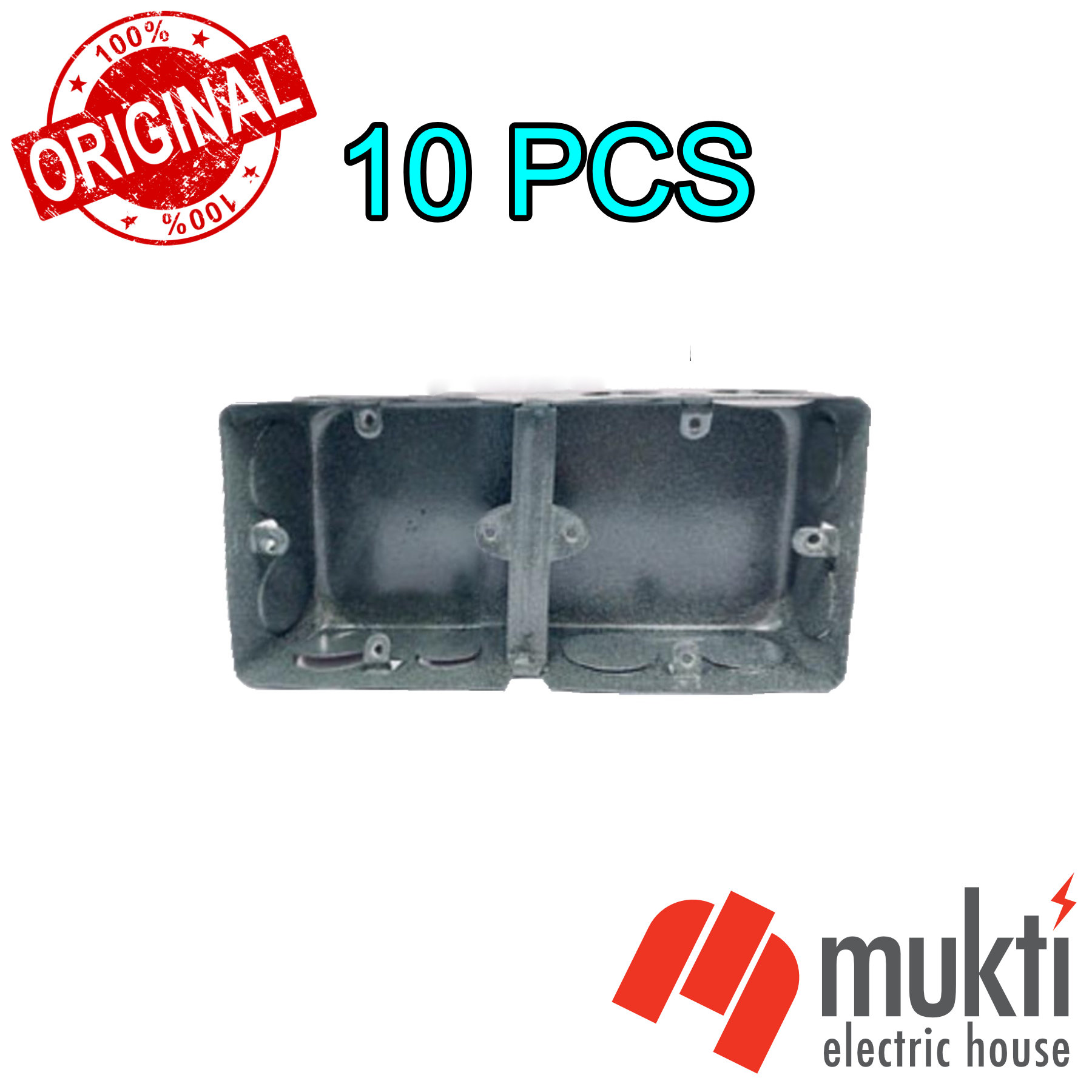 Click Two Gang MK Metal Junction Box for Electrical Single Mold Round ...
