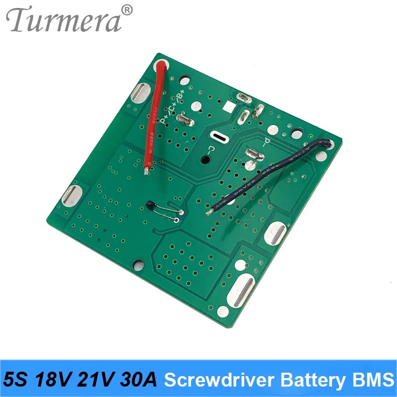 Turmera 5S 18V 21V 30A BMS Lithium Battery Board with Balance for 20V 24V Screwdriver Drill and Vacuum Cleaner Battery Pack Use. 