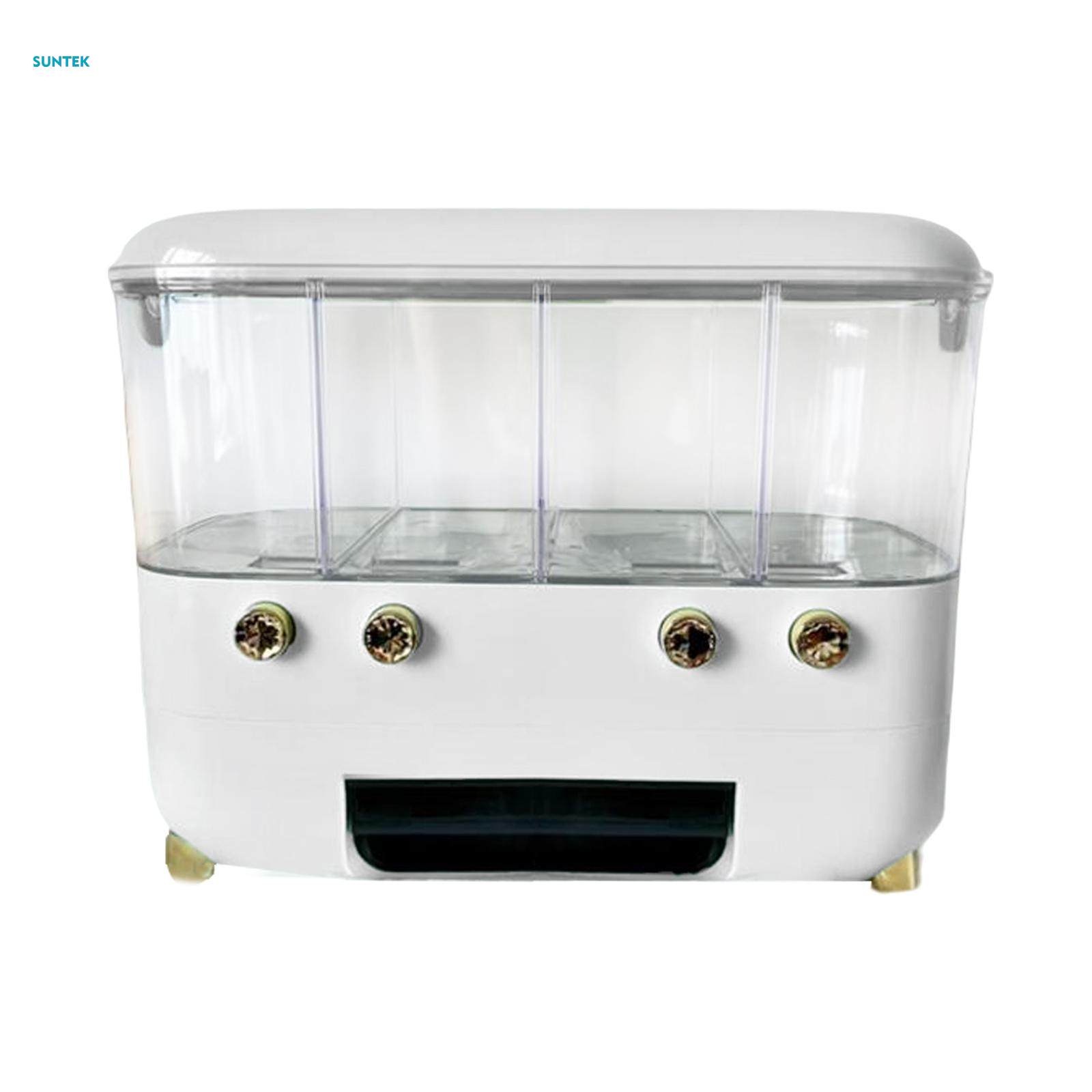 Dispenser Rice Container 4 Grid for Soy, Corn, Rice, Red. 