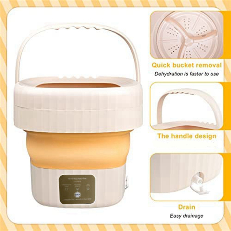 Small Bucket Washing Machine with Touch Screen and Drainer Basket for Camping, Apartment US Plug. 