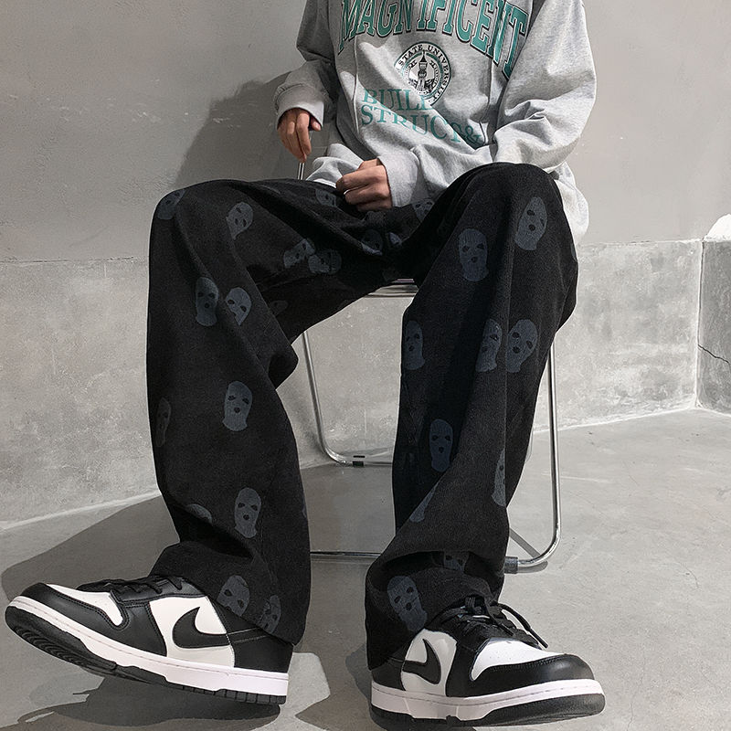 American-StylevibePants High Street TideinsFashion Pink Overalls Men's Straight West CoastoldschoolPants. 